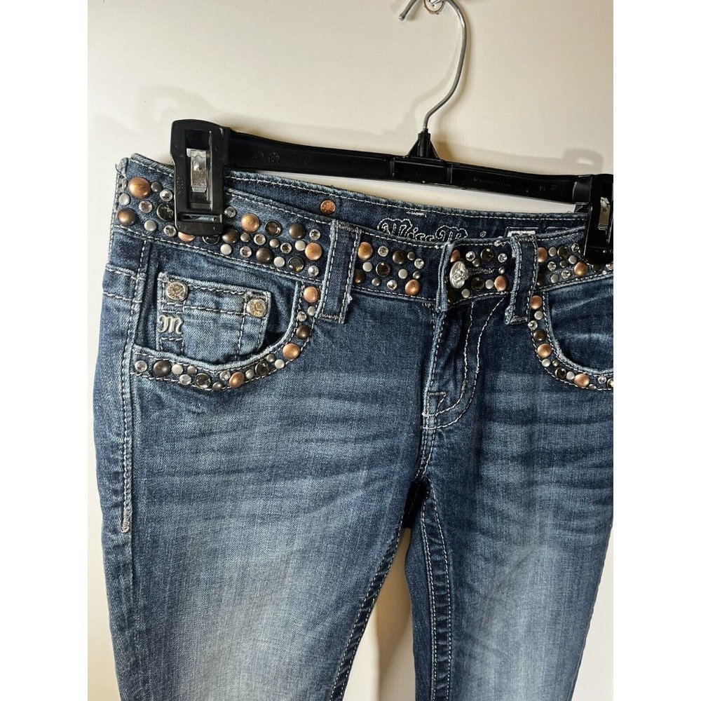 Blue Denim MISS ME JW4288B31 Stretch Boot Cut Jeans w/Crystals & Studs 25 - Picture 3 of 12